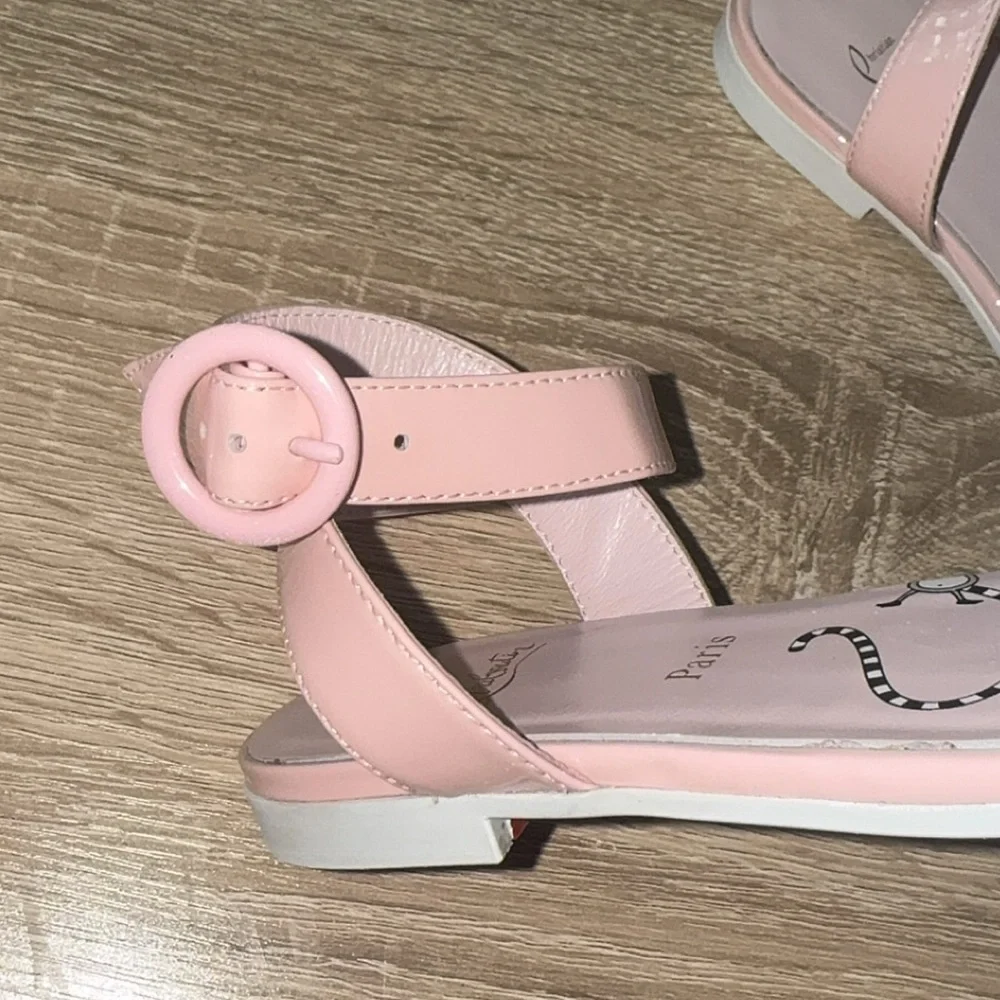 Christian Louboutin Pensatoi Light Pink Flower Leather Sandals Size 29/11‎
